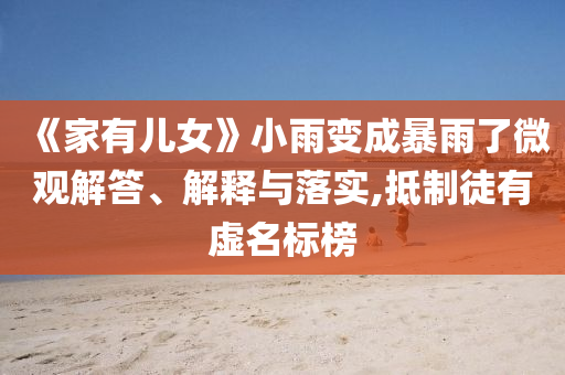《家有兒女》小雨變成暴雨了微觀解答、解釋與落實,抵制徒有虛名標(biāo)榜