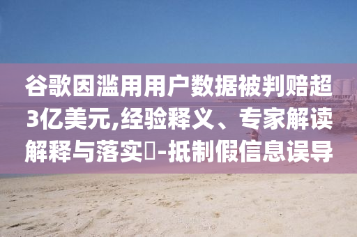 谷歌因濫用用戶數(shù)據(jù)被判賠超3億美元,經(jīng)驗釋義、專家解讀解釋與落實?-抵制假信息誤導