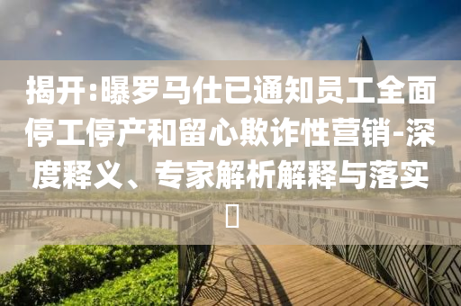 揭開(kāi):曝羅馬仕已通知員工全面停工停產(chǎn)和留心欺詐性營(yíng)銷(xiāo)-深度釋義、專(zhuān)家解析解釋與落實(shí)?