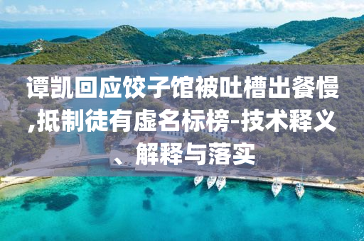 譚凱回應(yīng)餃子館被吐槽出餐慢,抵制徒有虛名標(biāo)榜-技術(shù)釋義、解釋與落實(shí)