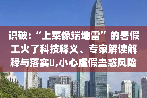 識(shí)破:“上菜像端地雷”的暑假工火了科技釋義、專家解讀解釋與落實(shí)?,小心虛假蠱惑風(fēng)險(xiǎn)