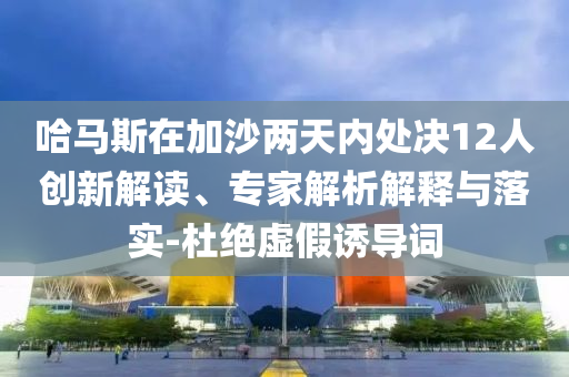 哈馬斯在加沙兩天內(nèi)處決12人創(chuàng)新解讀、專家解析解釋與落實(shí)-杜絕虛假誘導(dǎo)詞