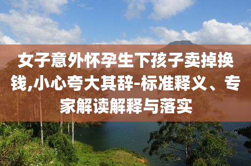 女子意外懷孕生下孩子賣掉換錢,小心夸大其辭-標準釋義、專家解讀解釋與落實