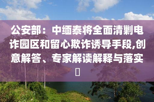 公安部：中緬泰將全面清剿電詐園區(qū)和留心欺詐誘導(dǎo)手段,創(chuàng)意解答、專(zhuān)家解讀解釋與落實(shí)?