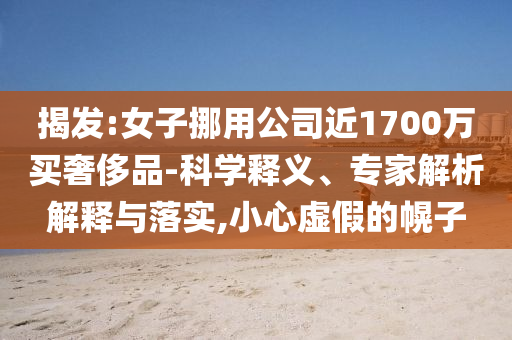 揭發(fā):女子挪用公司近1700萬買奢侈品-科學釋義、專家解析解釋與落實,小心虛假的幌子