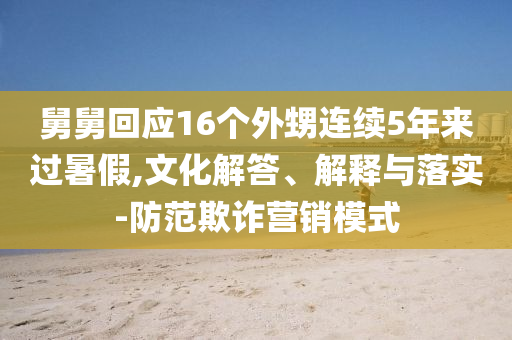 舅舅回應(yīng)16個(gè)外甥連續(xù)5年來過暑假,文化解答、解釋與落實(shí)-防范欺詐營(yíng)銷模式