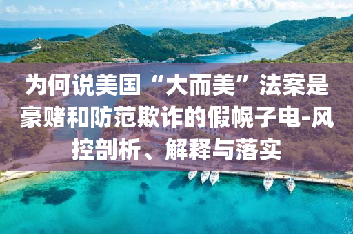 為何說(shuō)美國(guó)“大而美”法案是豪賭和防范欺詐的假幌子電-風(fēng)控剖析、解釋與落實(shí)
