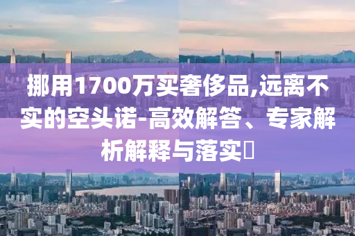 挪用1700萬買奢侈品,遠(yuǎn)離不實(shí)的空頭諾-高效解答、專家解析解釋與落實(shí)?