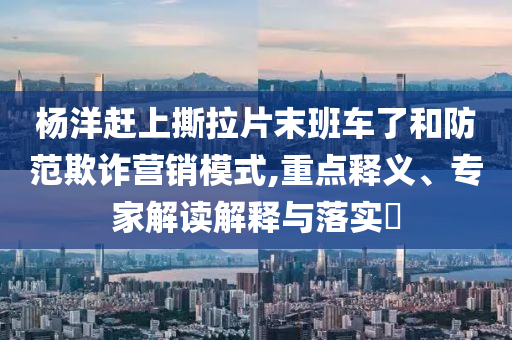 楊洋趕上撕拉片末班車了和防范欺詐營(yíng)銷模式,重點(diǎn)釋義、專家解讀解釋與落實(shí)?