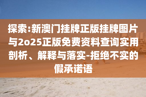 探索:新澳門掛牌正版掛牌圖片與2o25正版免費資料查詢實用剖析、解釋與落實-拒絕不實的假承諾語